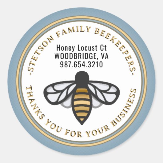 BEEKEEPER BUSINESS HONEYBEEロゴありがとう ラウンドシール (正面)