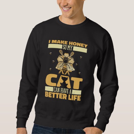 Beekeeper Cat Bee Honey  Honeycomb Beekeeping スウェットシャツ (正面)