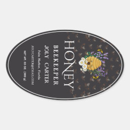 Beekeeping Honey Labels | Honeybee & Honeycomb Des 楕円形シール