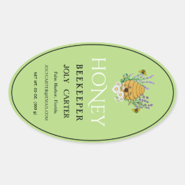Beekeeping Honey Labels | Honeybee & Honeycomb Des 楕円形シール
