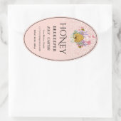Beekeeping Honey Labels | Honeybee & Honeycomb Des 楕円形シール (バッグ)