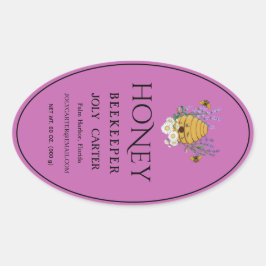 Beekeeping Honey Labels | Honeybee & Honeycomb Des 楕円形シール