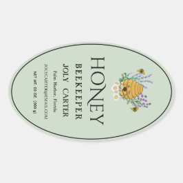 Beekeeping Honey Labels | Honeybee & Honeycomb Des 楕円形シール
