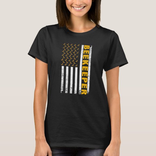 Beekeing Women 男性へ USA American Bee Tシャツ (正面)