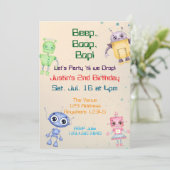Beep Boop Bop Robot Birthday 招待状 (スタンド正面)