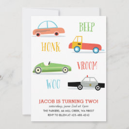Beep Honk Woo Kidの誕生日パーティーの招待 招待状