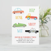 Beep Honk Woo Kidの誕生日パーティーの招待 招待状 (スタンド正面)