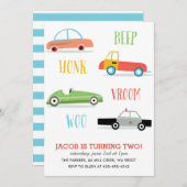 Beep Honk Woo Kidの誕生日パーティーの招待 招待状 (正面/裏面)