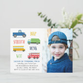 Beep honk woo photo birthday party写真 招待状 (スタンド正面)