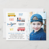 Beep Vroom woo飛行機の誕生日パーティーの写真 招待状 (正面)