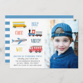 Beep Vroom woo飛行機の誕生日パーティーの写真 招待状 (正面/裏面)