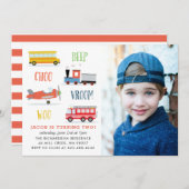 Beep vroom woo photo birthday partyの招待 招待状 (正面/裏面)