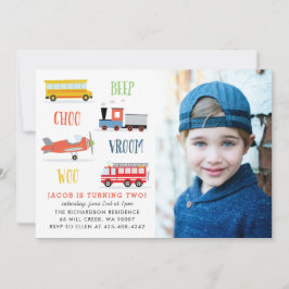 Beep vroom woo photo birthday partyの招待 招待状