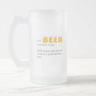 BEERが優れている理由、おもしろい引用文プリント フロストグラスビールジョッキ