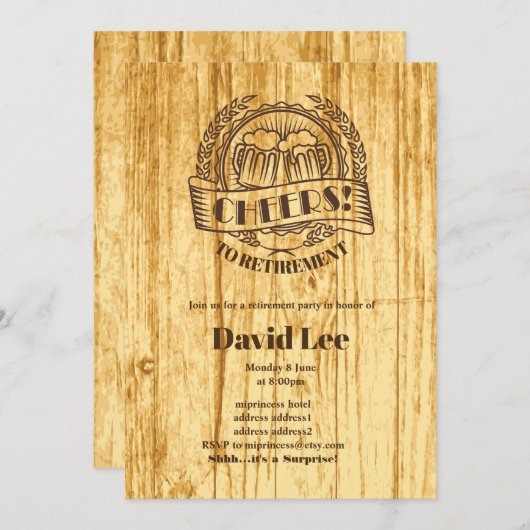 BEER，退職応援，招待 招待状 (正面/裏面)