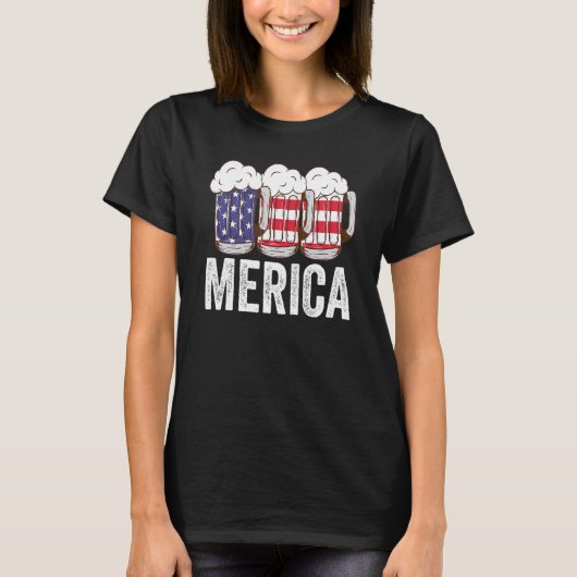 Beer American Flag 4Of 7月Men Melica Us Tシャツ (正面)