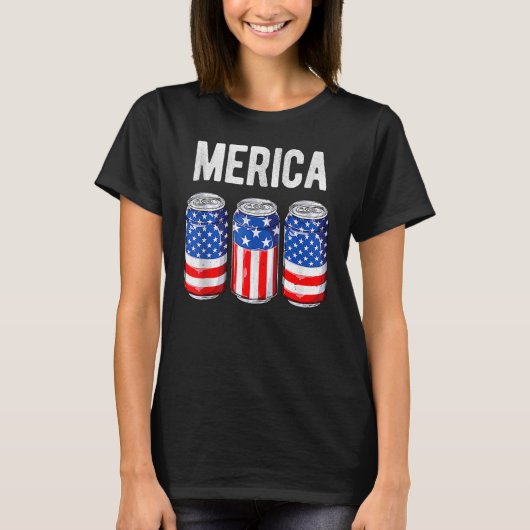 Beer American Flag 4Of 7月Men Melica Us Tシャツ (正面)