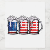 Beer American Flag 4th of 7月Men Women Merica Dr. ワインラベル (シングルラベル)