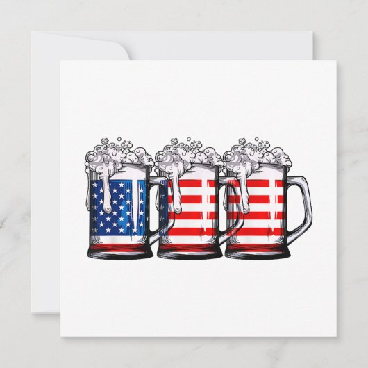 Beer American Flag 4th of 7月Men Women Merica Dr. 招待状 (正面)