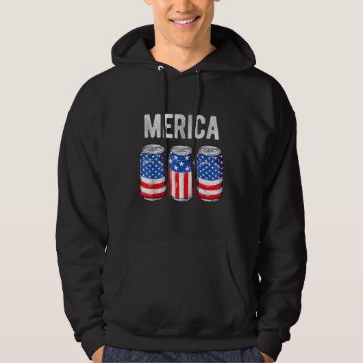 Beer American Flag 4th of July Men Women Merica US パーカ (正面)