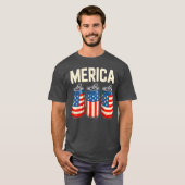 Beer American Flag 4th Of July Merica USA Men Wome Tシャツ (正面フル)