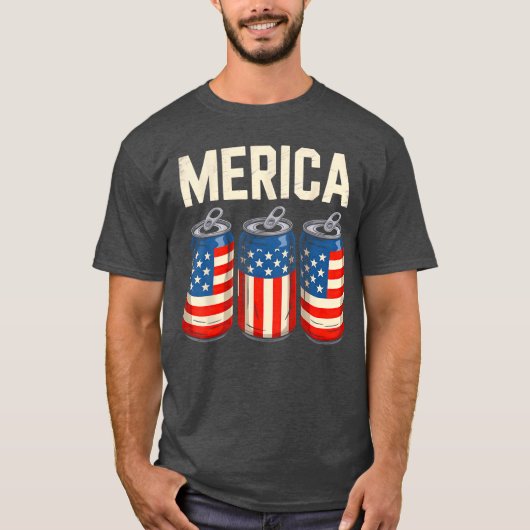 Beer American Flag 4th Of July Merica USA Men Wome Tシャツ (正面)