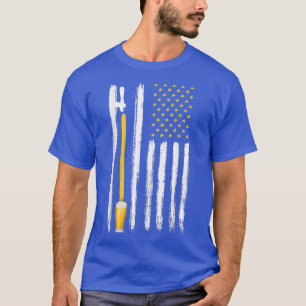 Beer American Flag USA 7月4日（金）男性女性  Tシャツ