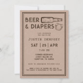 Beer and Diapers Men's Baby Shower Diaper Party  招待状 (正面)