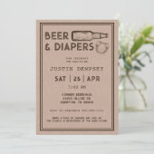Beer and Diapers Men's Baby Shower Diaper Party  招待状 (スタンド正面)