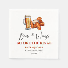 Beer and Wings Before The Rings Couples Shower スタンダードカクテルナプキン