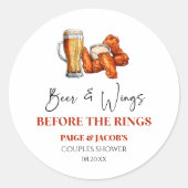 Beer and Wings Before The Rings Couples Shower ラウンドシール (正面)