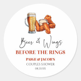 Beer and Wings Before The Rings Couples Shower  ラウンドシール
