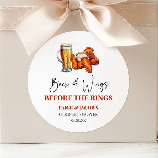 Beer and Wings Before The Rings Couples Shower ラウンドシール