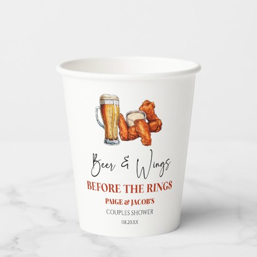Beer and Wings Before The Rings Couples Shower 紙コップ (裏面)