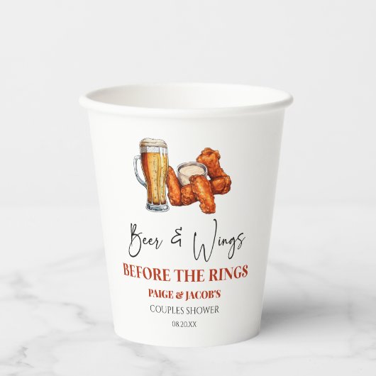 Beer and Wings Before The Rings Couples Shower 紙コップ (正面)