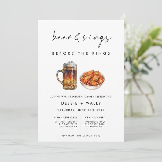 Beer and Wings Before the Rings Rehearsal Dinner 招待状 (スタンド正面)