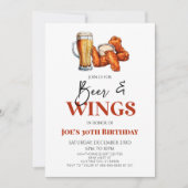 Beer and Wings Chicken Wings Birthday Party 招待状 (正面)