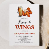 Beer and Wings Chicken Wings Birthday Party 招待状