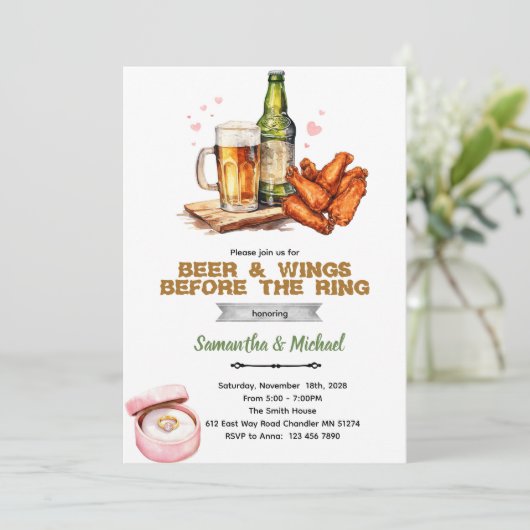 Beer And Wings Couples Shower Invitation 招待状 (スタンド正面)