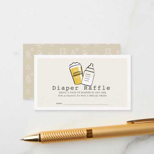 Beer & Baby Bottle Beige Baby Diaper Raffle Ticket エンクロージャーカード (正面/裏面インサイチュ)