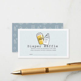 Beer & Baby Bottle Blue Baby Diaper Raffle Ticket エンクロージャーカード