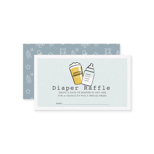 Beer & Baby Bottle Blue Baby Diaper Raffle Ticket エンクロージャーカード (正面/裏面インサイチュ)