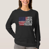 Beer Bacon & Freedom 4th of July Father s Day Tシャツ (正面)
