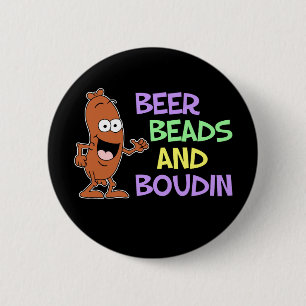Beer Beads And Boudin Mardi Gras 缶バッジ