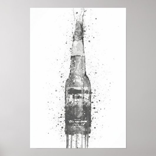 Beer Bottle Wall Art Print 'ライム' グレー ポスター (正面)
