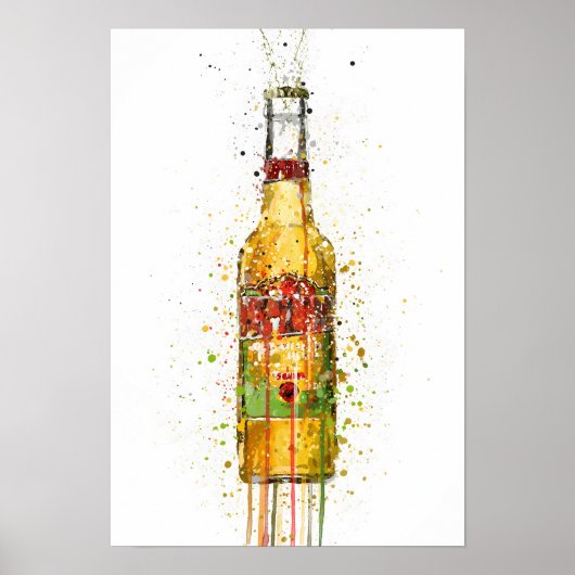 Beer Bottle Wall Art Print 'Aztec gold'  ポスター (正面)