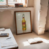 Beer Bottle Wall Art Print 'Aztec gold' ポスター