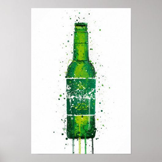 Beer Bottle Wall Art Print 'Danish Green' ポスター (正面)
