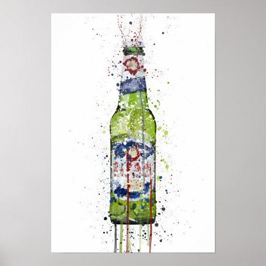 Beer Bottle Wall Art Print 'Green' ポスター (正面)