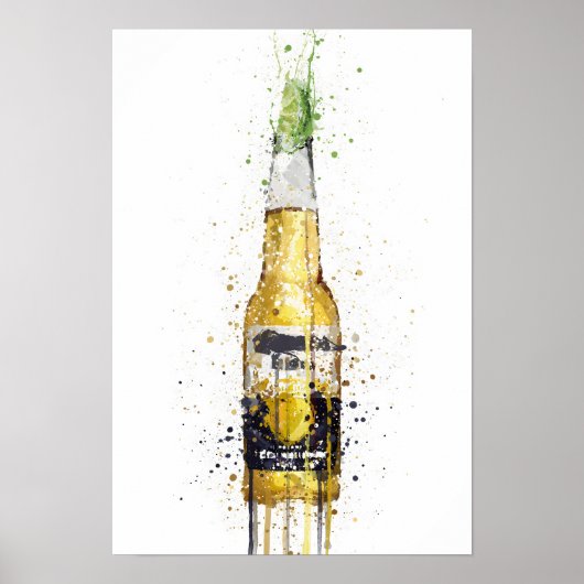 Beer Bottle Wall Art Print 'Lime' ポスター (正面)